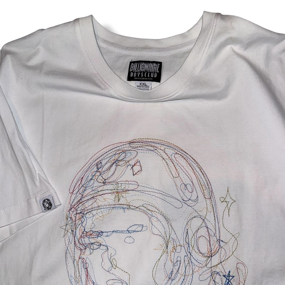 Billionaire Boys Club Scribble Astronaut Embroidered White T-Shirt Mens XXL